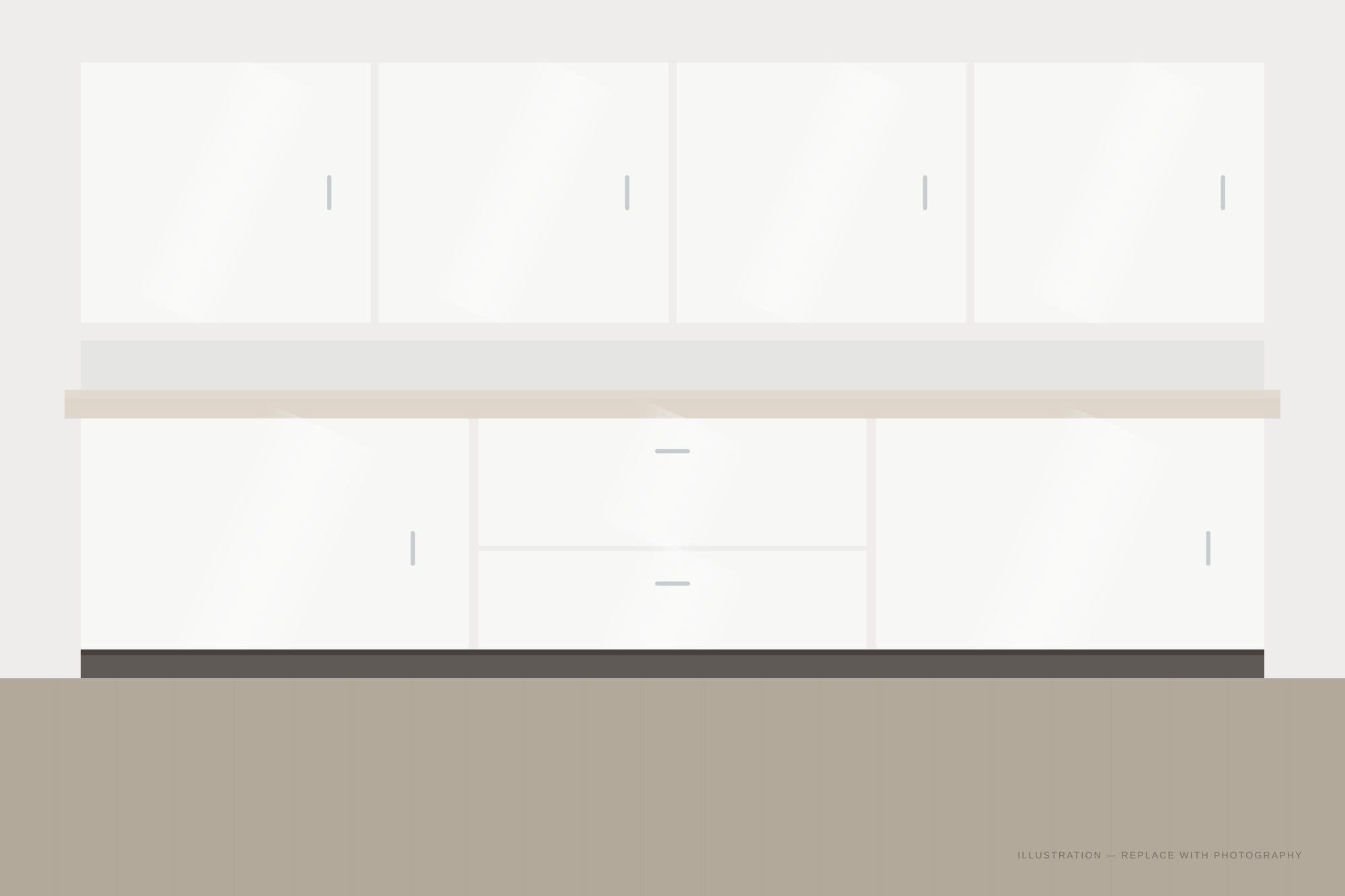 High Gloss cabinetry installed in a finished kitchen