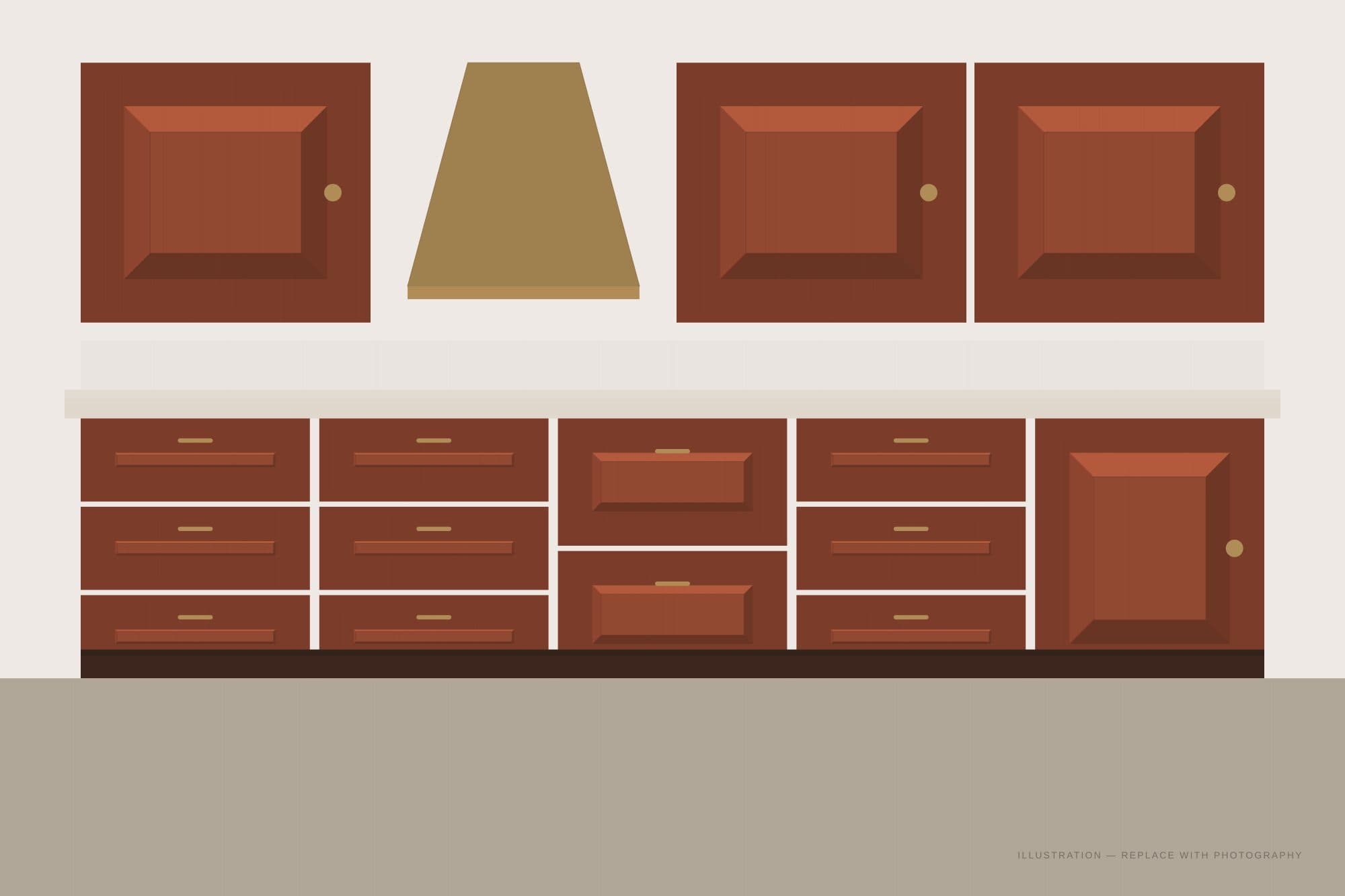 Estate Cherry cabinetry installed in a finished kitchen
