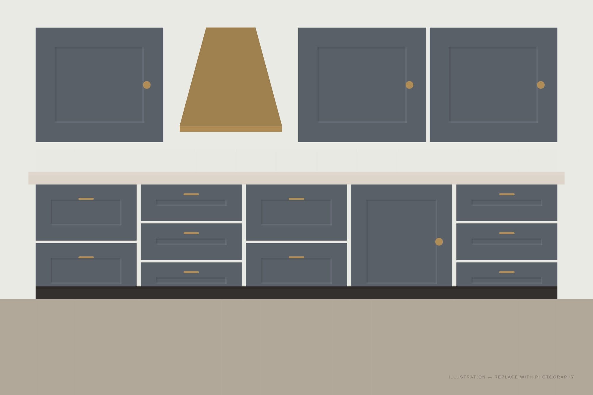 Slate Shaker cabinetry installed in a finished kitchen