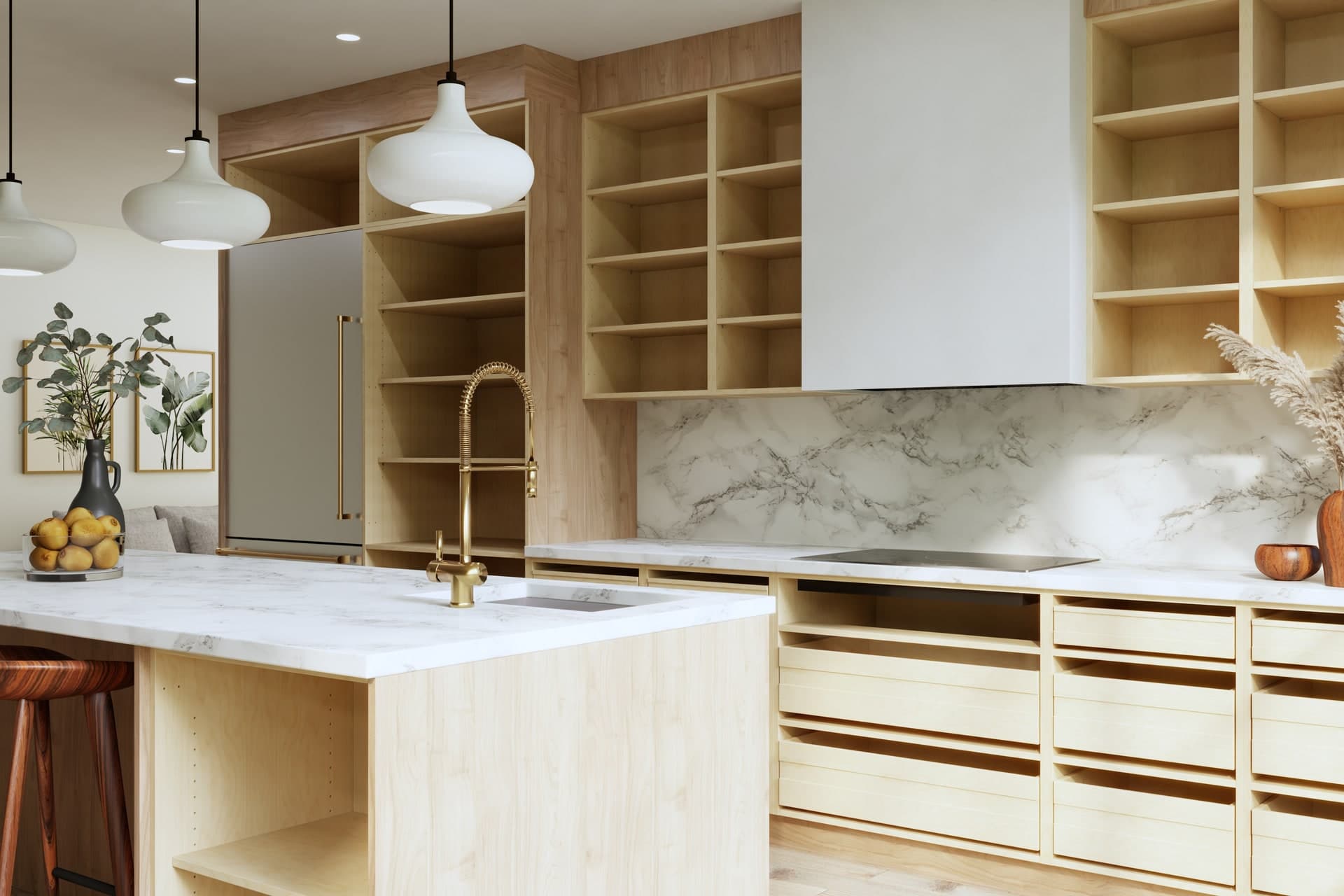 Fabuwood's frameless plywood kitchen, as used across the Illume and Ovela lines — official Fabuwood render