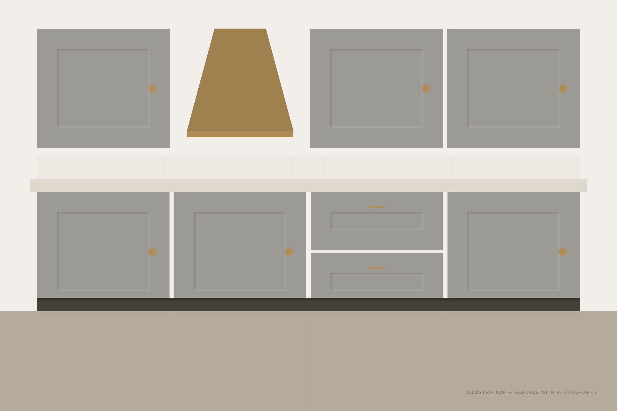 Grey Shaker cabinetry installed in a finished kitchen